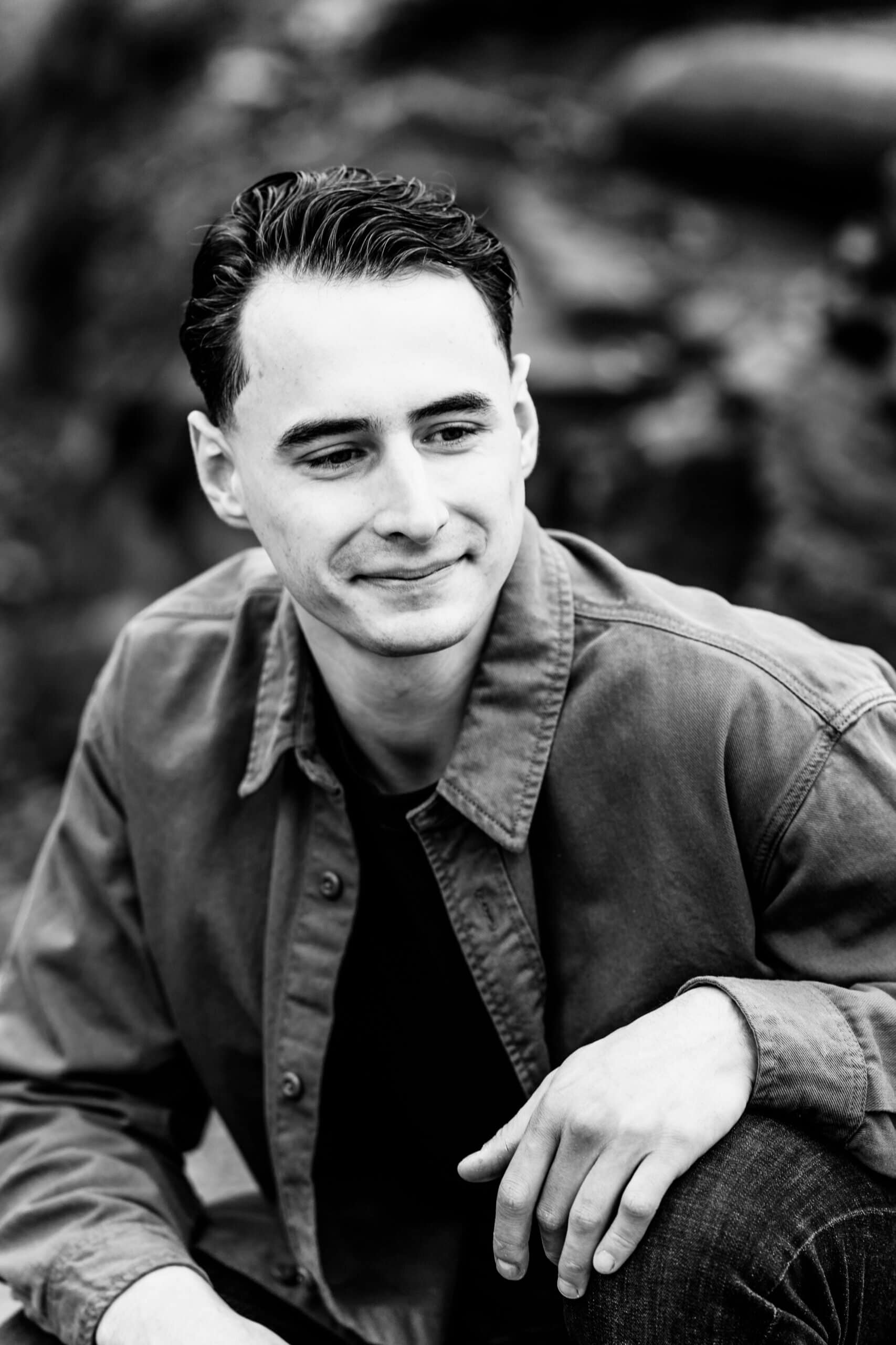 Portretfotografie man Deventer zwartwit